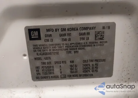 2019 Buick Encore Fwd Preferred z USA, uszkodzony, nr VIN KL4CJASBXKB712192